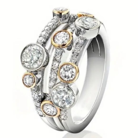 Stunning two tone multilayer ring size 6 - Picture 2 of 4